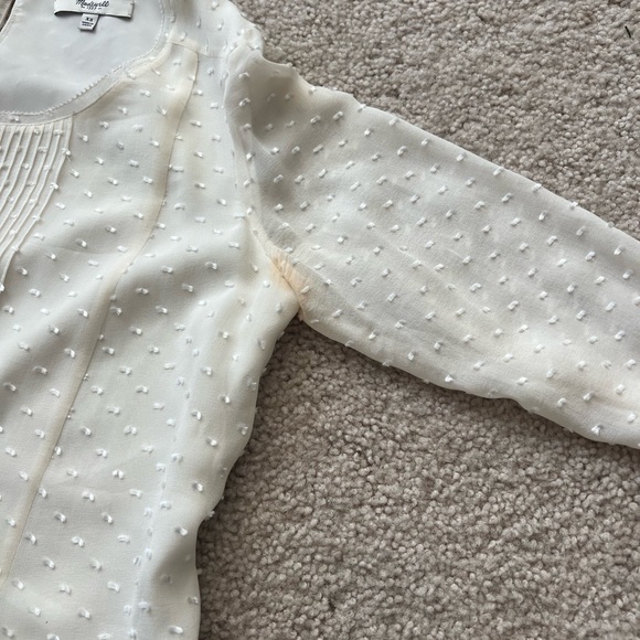 Madewell Etude Long Sleeve Silk Swiss Dot Dress Cream XS - Picture 8 of 9